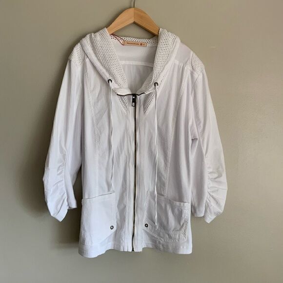 XCVI Cotton White 3/4 Sleeve Women’s Hooded Jacket - Picture 6 of 9